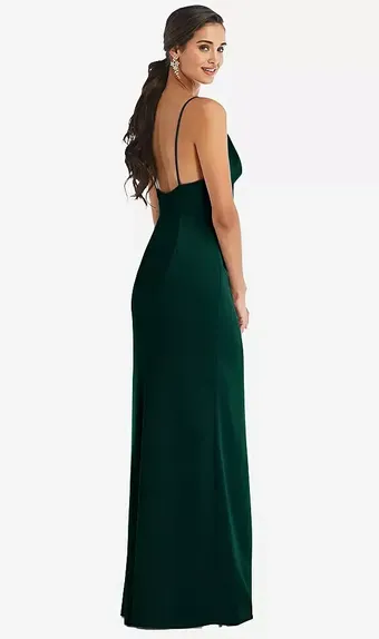 Dessy Collection 3072 Cowl-Neck Draped Wrap Maxi Dress with Front Slit #5 default backface vertical thumbnail