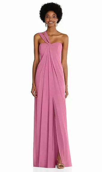 Dessy Collection 3109 Draped Chiffon Grecian Column Gown with Convertible Straps #0 default frontface vertical thumbnail