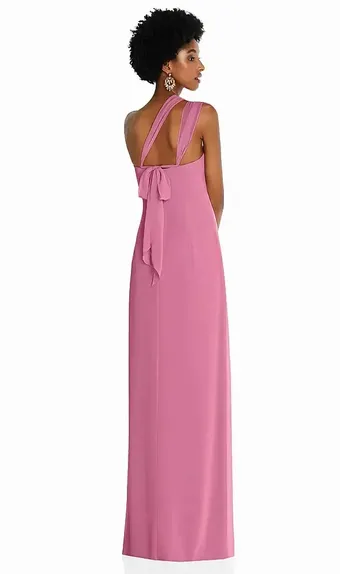Dessy Collection 3109 Draped Chiffon Grecian Column Gown with Convertible Straps #5 backface vertical thumbnail