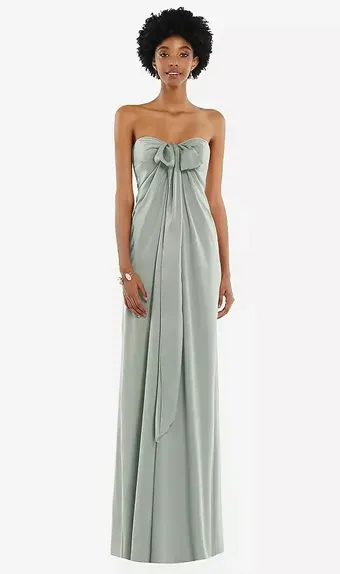 Dessy Collection 3110 Draped Satin Grecian Column Gown with Convertible Straps #1 frontface vertical thumbnail