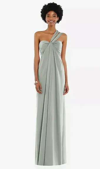Dessy Collection 3110 Draped Satin Grecian Column Gown with Convertible Straps #4 frontface vertical thumbnail