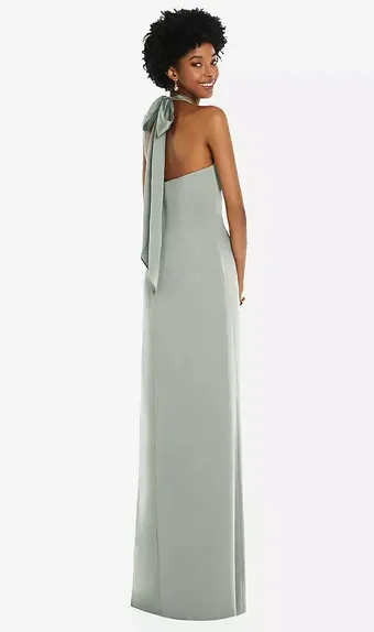 Dessy Collection 3110 Draped Satin Grecian Column Gown with Convertible Straps #8 backface vertical thumbnail