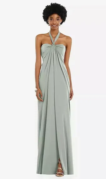 Dessy Collection 3110 Draped Satin Grecian Column Gown with Convertible Straps #0 default frontface vertical thumbnail