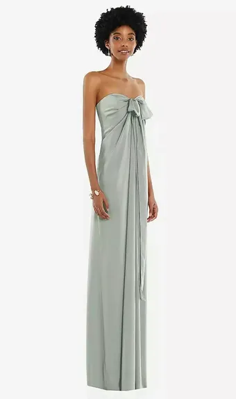 Dessy Collection 3110 Draped Satin Grecian Column Gown with Convertible Straps #2 frontface vertical thumbnail