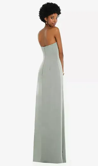 Dessy Collection 3110 Draped Satin Grecian Column Gown with Convertible Straps #7 backface vertical thumbnail