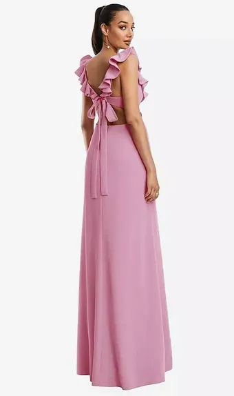 Dessy Collection 3125   Ruffled Neckline Cut-Out Gown - Elegant Special Occasion Dress #5 default backface vertical thumbnail