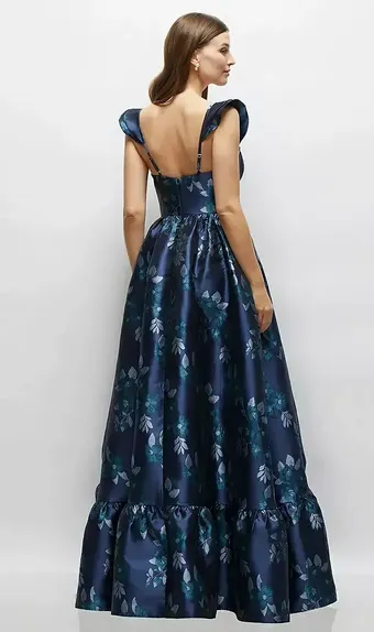Dessy Collection 3146BRD   Elegant Full Skirt Gown with Slit & Ruffled Straps #4 default backface vertical thumbnail