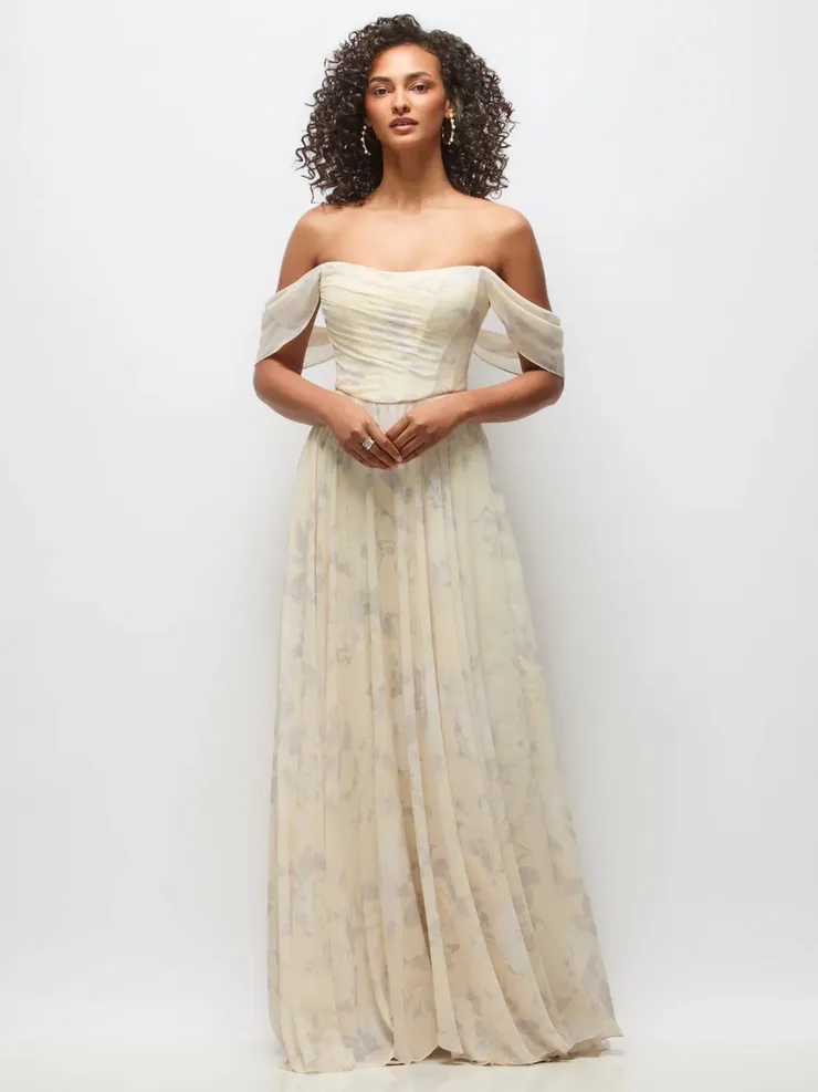 Dessy Romantic Floral Chiffon Convertible Gown Default Thumbnail Image