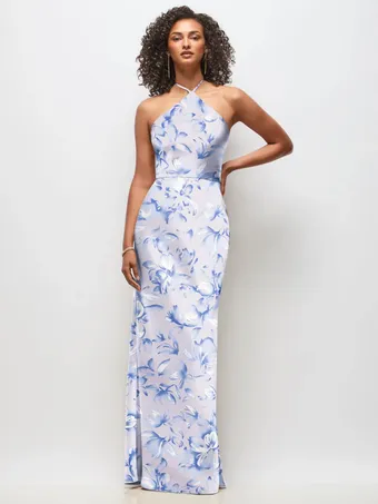 Thread TH149FP Flowy Floral Halter Charmeuse Gown #0 default frontface vertical thumbnail