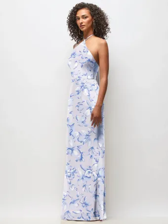 Thread TH149FP Flowy Floral Halter Charmeuse Gown #1 frontface vertical thumbnail