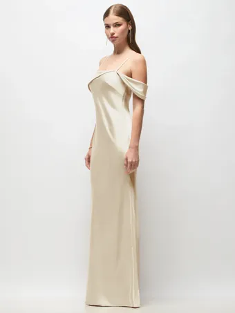 Thread TH150 Silky Asymmetrical Charmeuse Bias Bridesmaid Gown #1 frontface vertical thumbnail