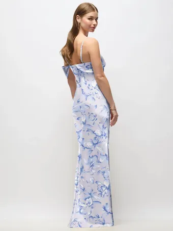 Thread TH150FP Elegant Floral Charmeuse Asymmetric Neckline Gown #2 default backface vertical thumbnail