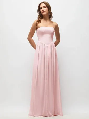 Thread TH151 Elegant Shirred Chiffon Strapless Basque Gown #0 default frontface vertical thumbnail