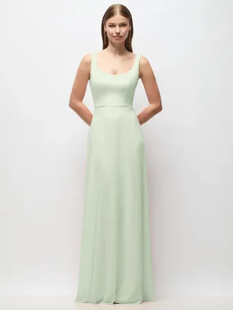 Thread TH154 Lux Chiffon Scoop Neck Flowy Bridesmaid Gown #0 default frontface vertical thumbnail