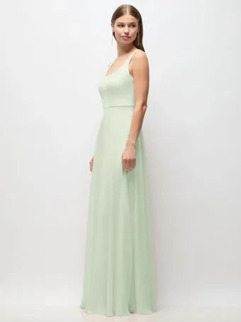 Thread TH154 Lux Chiffon Scoop Neck Flowy Bridesmaid Gown #1 frontface vertical thumbnail