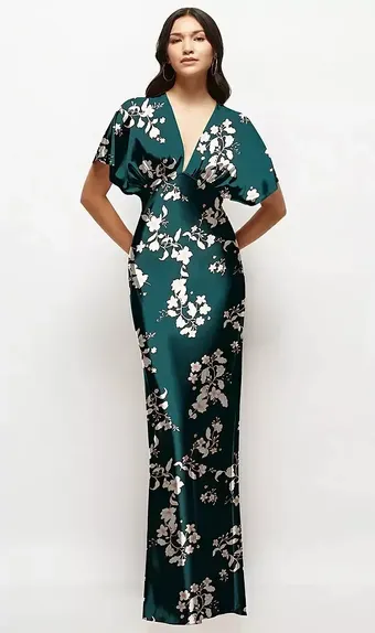 Thread TH131FP Floral Satin Bias V-Neck Kimono Maxi #0 default frontface vertical thumbnail
