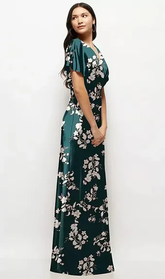 Thread TH131FP Floral Satin Bias V-Neck Kimono Maxi #2 frontface vertical thumbnail