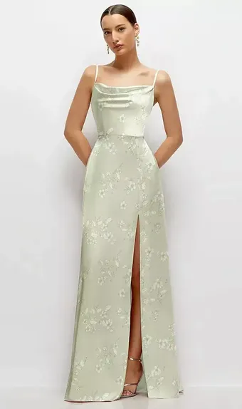 Thread TH138FP Vintage Floral Charmeuse Cowl Neck Maxi #0 default frontface vertical thumbnail