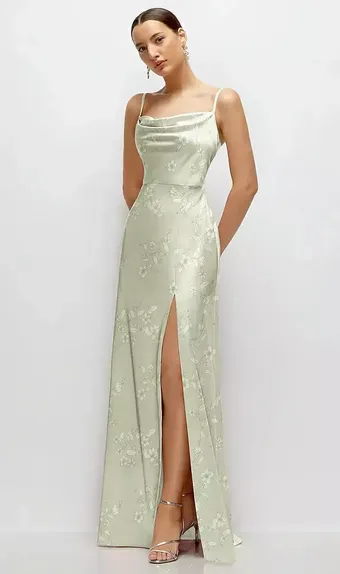 Thread TH138FP Vintage Floral Charmeuse Cowl Neck Maxi #1 frontface vertical thumbnail