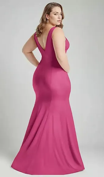 Cynthia & Sahar CS100 Shirred Shoulder Stretch Satin Mermaid Dress with Slight Train #5 default backface vertical thumbnail