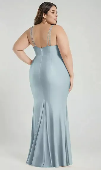 Cynthia & Sahar CS103 Deep V-Neck Stretch Satin Mermaid Dress with Slight Train #5 backface vertical thumbnail