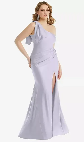 Cynthia & Sahar CS108 Cascading Bow One-Shoulder Stretch Satin Mermaid Dress with Slight Train #0 default frontface vertical thumbnail