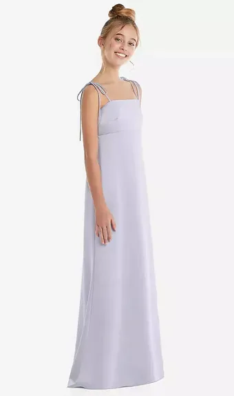Dessy Collection JR555  Tie Shoulder Empire Waist Junior Bridesmaid Dress #1 frontface vertical thumbnail