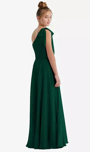 Dessy Collection JR561  Elegant One-Shoulder Chiffon Bow Dress #2 default backface vertical thumbnail