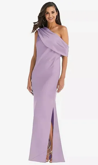 Social Bridesmaids by Dessy 8210 Draped One-Shoulder Convertible Maxi Slip Dress #2 frontface vertical thumbnail