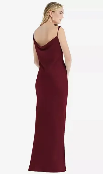 Social Bridesmaids by Dessy 8211 Asymmetrical One-Shoulder Cowl Maxi Slip Dress #1 backface vertical thumbnail
