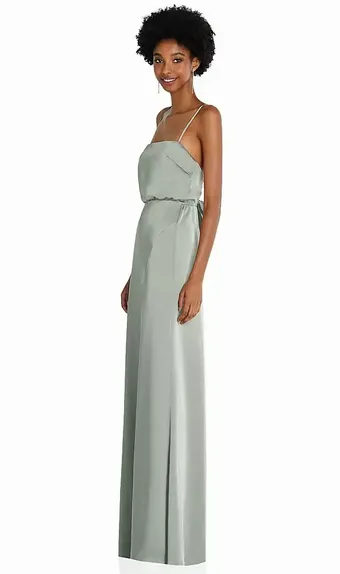 Social Bridesmaids by Dessy 8217 Low Tie-Back Maxi Dress with Adjustable Skinny Straps #1 frontface vertical thumbnail