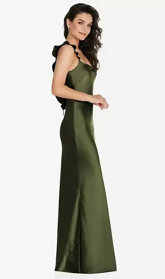 Social Bridesmaids by Dessy 8219 Ruffle Trimmed Open-Back Maxi Slip Dress #2 frontface vertical thumbnail