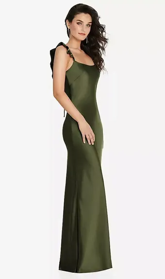 Social Bridesmaids by Dessy 8219 Ruffle Trimmed Open-Back Maxi Slip Dress #1 frontface vertical thumbnail