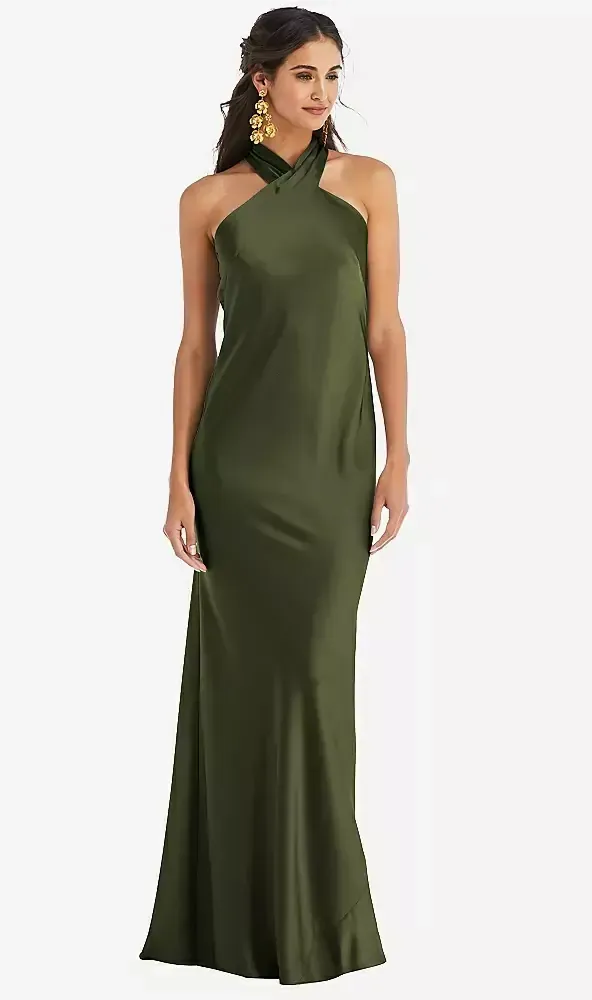 norma kamali black halter dress Norma Kamali Halter Turtle Fishtail Gown main image 0