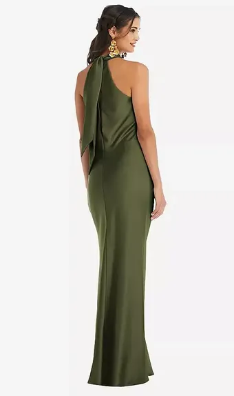 Lovely LB025 Draped Twist Halter Tie-Back Trumpet Gown #3 backface vertical thumbnail