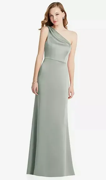 Lovely LB028 Shirred One-Shoulder Satin Trumpet Dress #0 default frontface vertical thumbnail