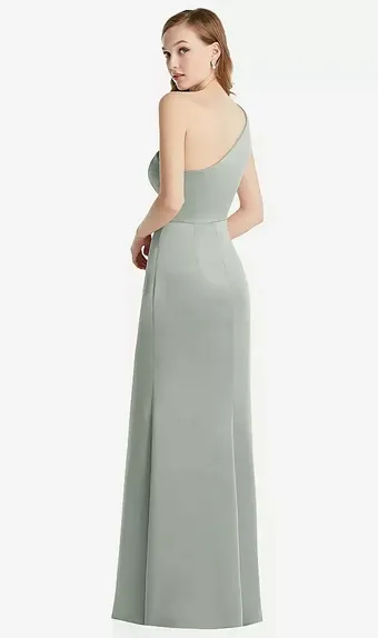 Lovely LB028 Shirred One-Shoulder Satin Trumpet Dress #2 default backface vertical thumbnail