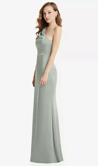Lovely LB028 Shirred One-Shoulder Satin Trumpet Dress #1 frontface vertical thumbnail