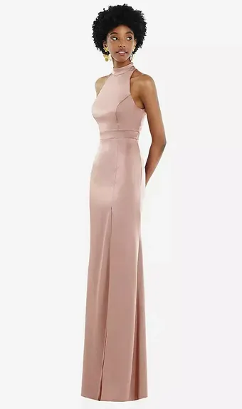 Lovely LB037 High Neck Backless Maxi Dress with Slim Belt #1 frontface vertical thumbnail