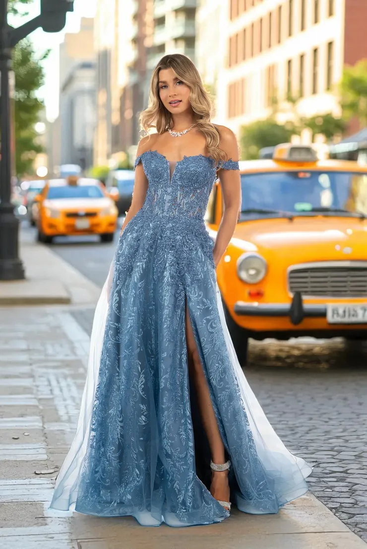 open lace back dress V-Neck Sleeveless Plunge Neck Satin Prom Dresses with Lace COCOMELODY CS0837