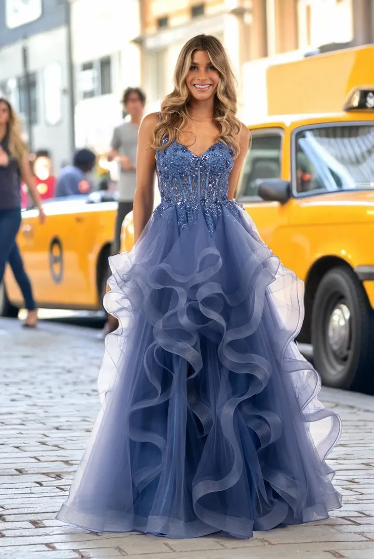 blue dress for baby girl Elegant blue Ball Gown Quinceanera prom Dress For Sweet 16 ,DS4622 – DSProm main image 0