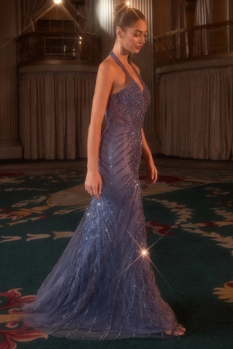 Ladivine by Cinderella Divine CDS547   Sparkling Beaded Halter Mermaid Gown - Evening & Prom #2 frontface vertical thumbnail