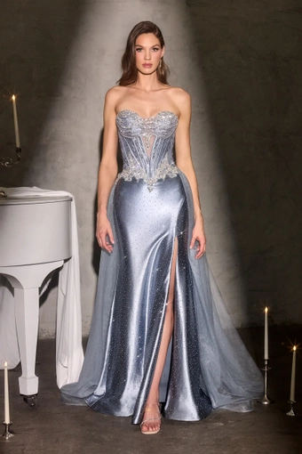 Ladivine by Cinderella Divine CM392   Elegant Strapless Gown with Slit & Sparkle #0 default frontface vertical thumbnail