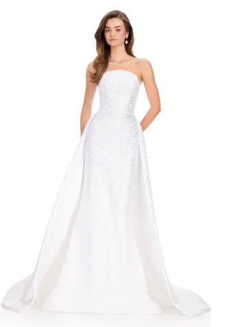 Ashley Lauren 12167  Stunning Strapless Prom Ballgown with Beading #4 frontface vertical thumbnail