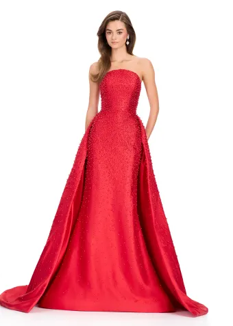 Ashley Lauren 12167  Stunning Strapless Prom Ballgown with Beading #3 frontface vertical thumbnail