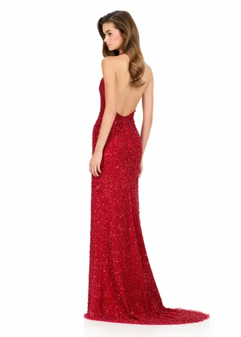 Ashley Lauren 12232   Beaded Halter Gown Plunging Neckline High Slit #7 backface vertical thumbnail