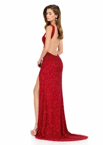 Ashley Lauren 12243   Beaded V-neck Gown with Slit and Open Back #8 backface vertical thumbnail