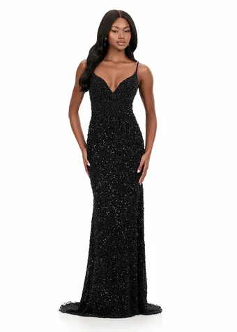 Ashley Lauren 12244   Sparkling Beaded Fitted Gown V-Neck Low Back Floor-Length #6 frontface vertical thumbnail