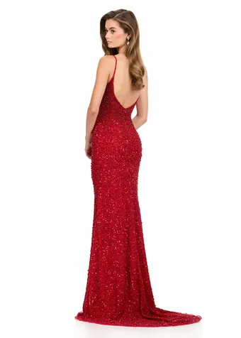 Ashley Lauren 12244   Sparkling Beaded Fitted Gown V-Neck Low Back Floor-Length #12 backface vertical thumbnail