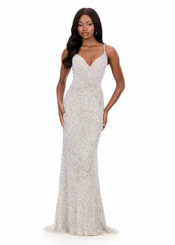Ashley Lauren 12244   Sparkling Beaded Fitted Gown V-Neck Low Back Floor-Length #5 frontface vertical thumbnail